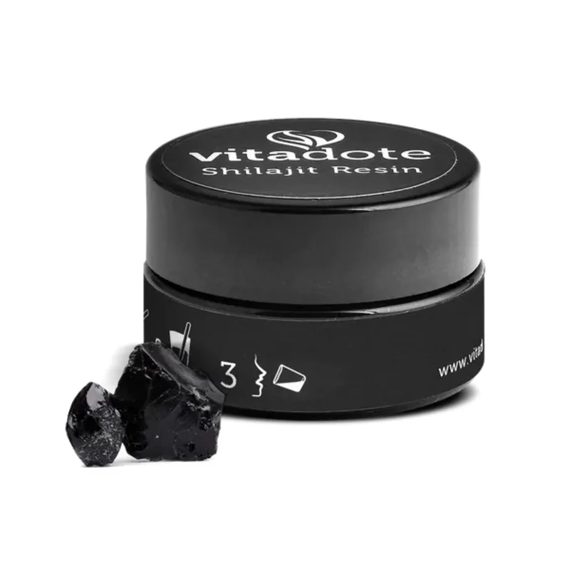 Vitadote® Pure Shilajit Resin 30g jar – lab-tested Himalayan and Altai shilajit