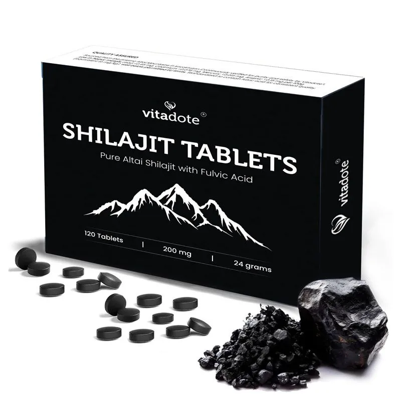 Vitadote® Pure Shilajit Tablets – 120 tablets of 200mg lab-tested Altai shilajit